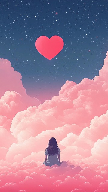 Free ai generated girl clouds illustration