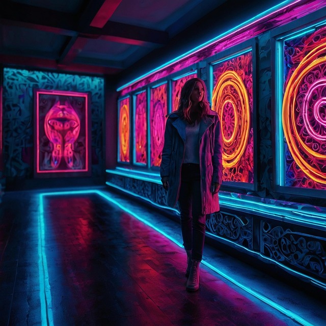 Free ai generated woman neon lights illustration