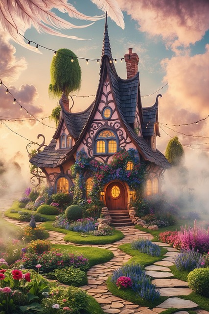 Free ai generated fairytale cottage illustration