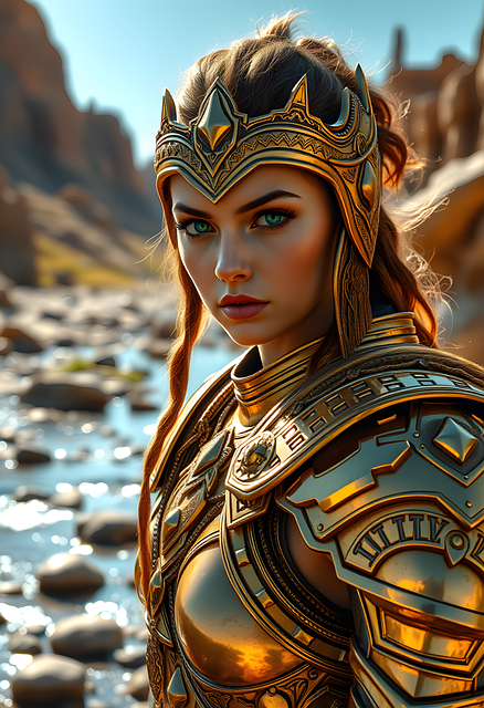 Free ai generated knight woman illustration
