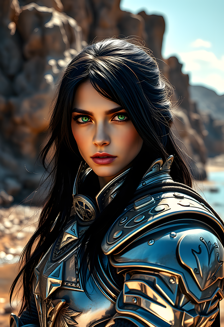 Free ai generated knight woman illustration