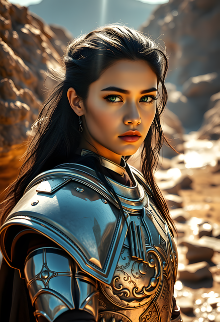Download free HD stock image of Ai Generated Knight Free ai generated knight woman illustration