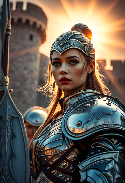 Download free HD stock image of Ai Generated Knight Free ai generated knight woman illustration