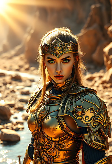 Free ai generated knight woman illustration