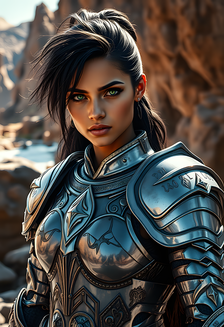 Download free HD stock image of Ai Generated Knight Free ai generated knight woman illustration