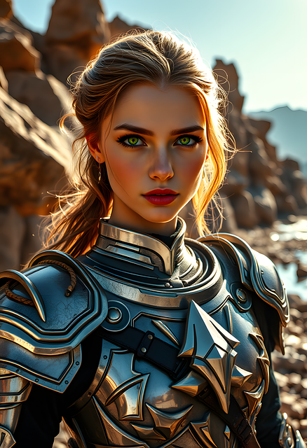 Download free HD stock image of Ai Generated Knight Free ai generated knight woman illustration