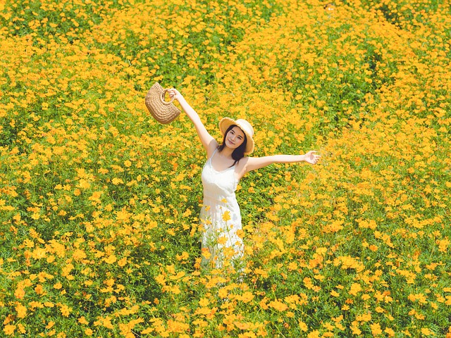 woman, flowers, meadow, garden, beautiful, beautiful flowers, in full bloom, flora, beauty, flower background, fashion, outdoors, flower wallpaper, nature