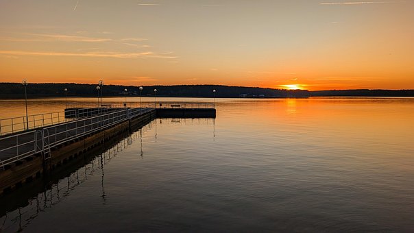 Apus De Soare, Lac, Peisaj, Apă, Amurg