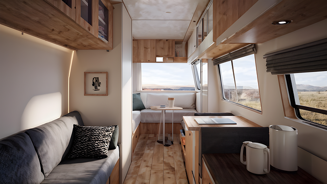 Free ai generated bedroom camper van illustration