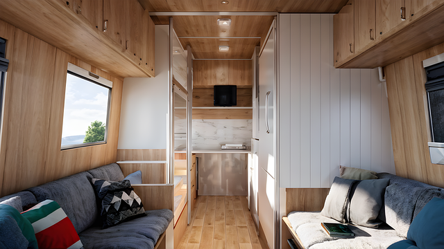 Free ai generated bedroom camper van illustration