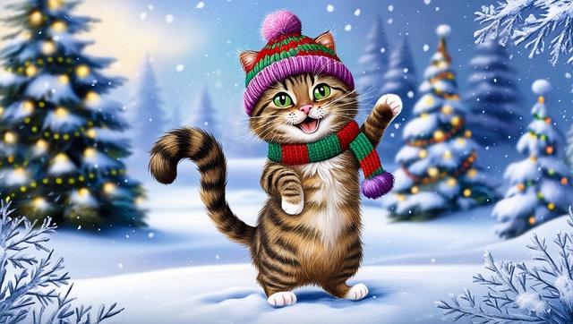 Ai Generado, Gato, Navidad, Mascota