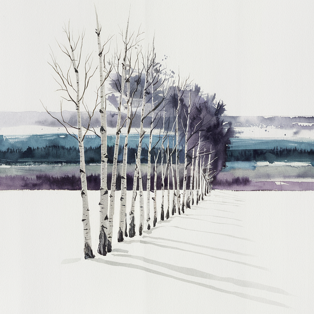Free ai generated birch trees illustration