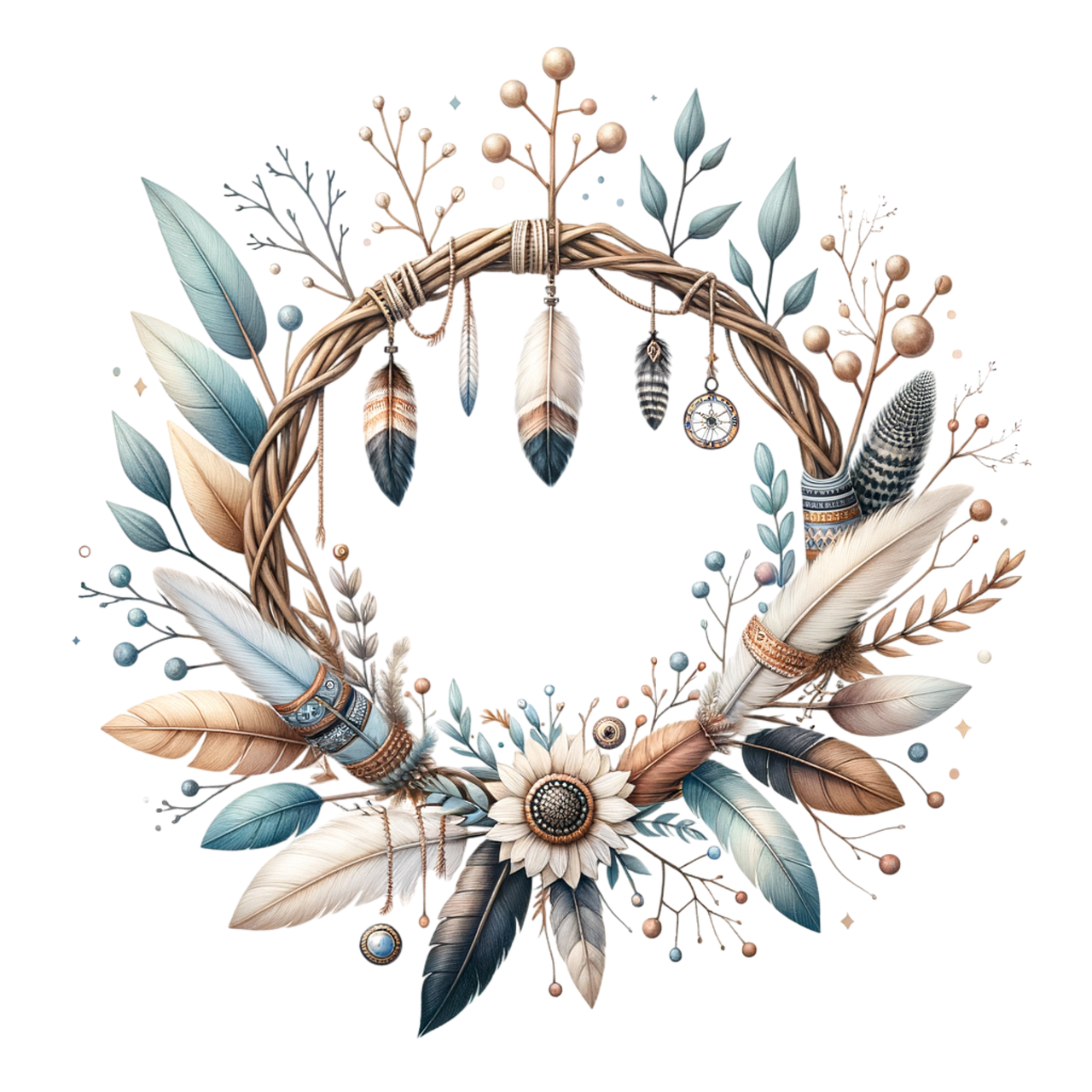 Download free HD stock image of Ai Generated Wreath Free ai generated wreath feathers illustration