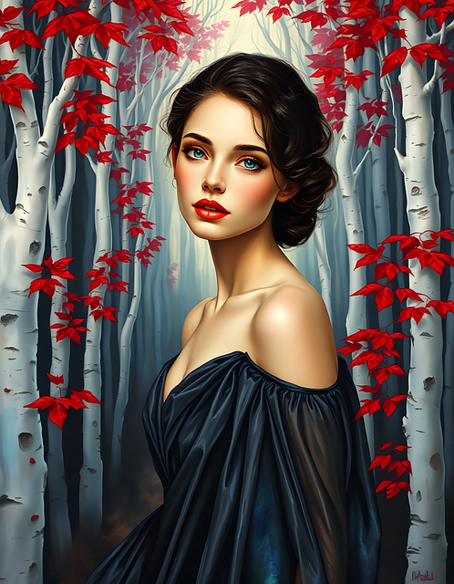 Free ai generated woman forest illustration