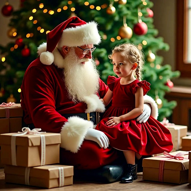 Free ai generated santa claus girl illustration