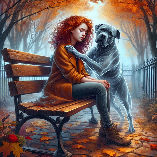 Ai Generiert, Frau, Traurig, Hund, Geist