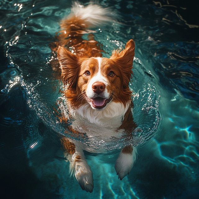 Free ai generated border collie swimming illustration