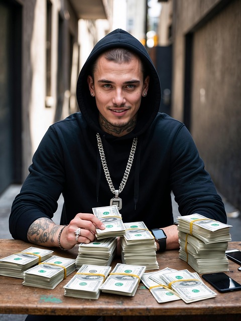 Free ai generated gangster wad of money illustration