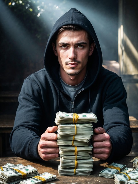 Free ai generated gangster wad of money illustration