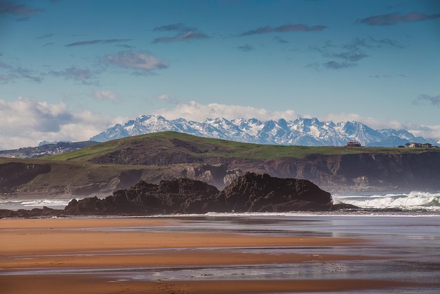 Mar, Praia, Panorama, Montanhas, Azul