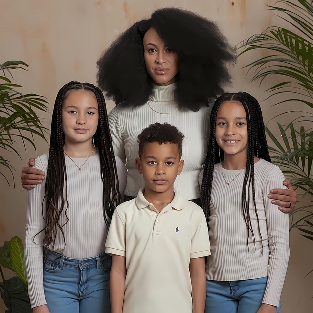 Free ai generated black woman black family illustration