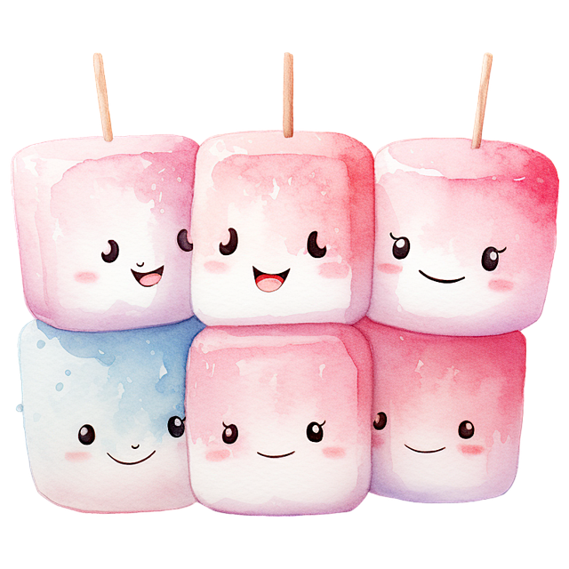 Free marshmallows cartoon food illustration