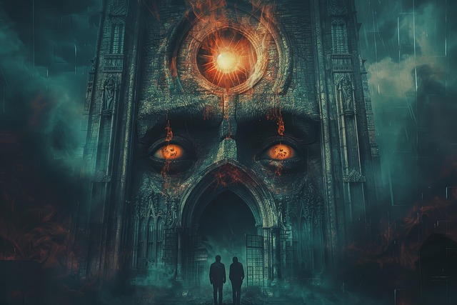 Free ai generated door horror illustration