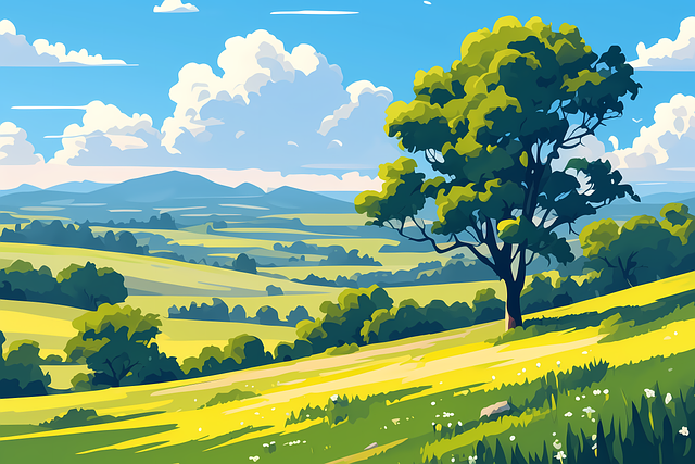 Free ai generated trees mountains illustration