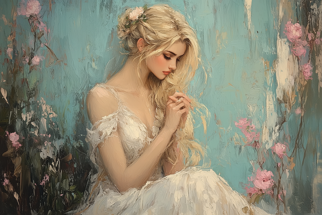 Mulher, Beleza, Retrato, Pintura