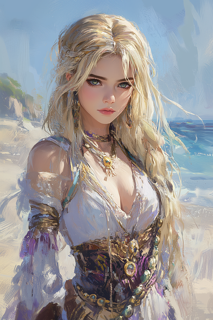 Mulher, Beleza, Retrato, Pintura