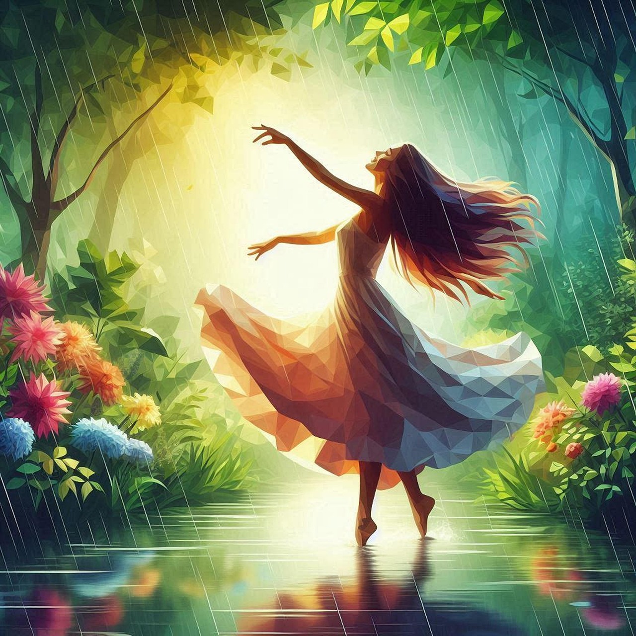 Download Dancing Girl, Cute Girl, Garden. RoyaltyFree Stock