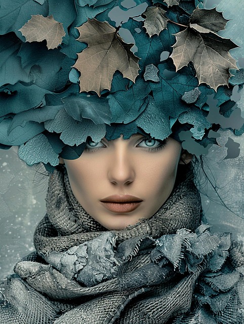 Free ai generated surreal portrait winter fashion illustration