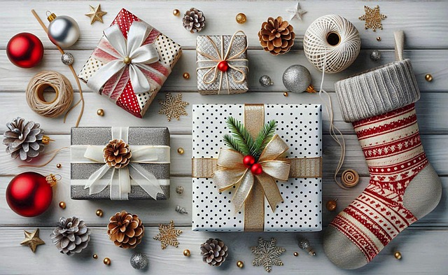 Free ai generated christmas holiday presents illustration