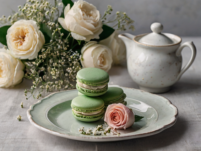 Free ai generated maccarons matcha illustration