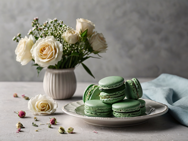 Free ai generated maccarons matcha illustration