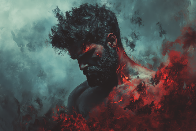 Free man warrior deity illustration