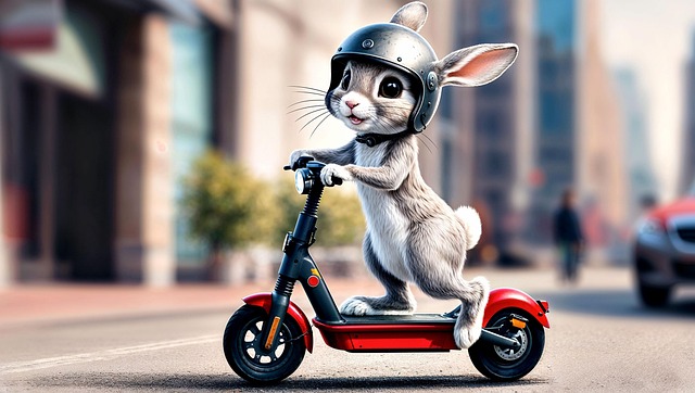 Free ai generated rabbit electric scooter illustration