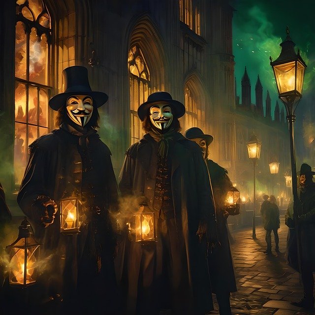 Download free HD stock image of Ai Generated Guy Fawkes Free ai generated guy fawkes masks illustration