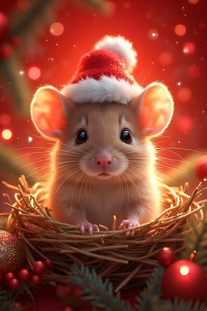 Free ai generated mouse christmas illustration