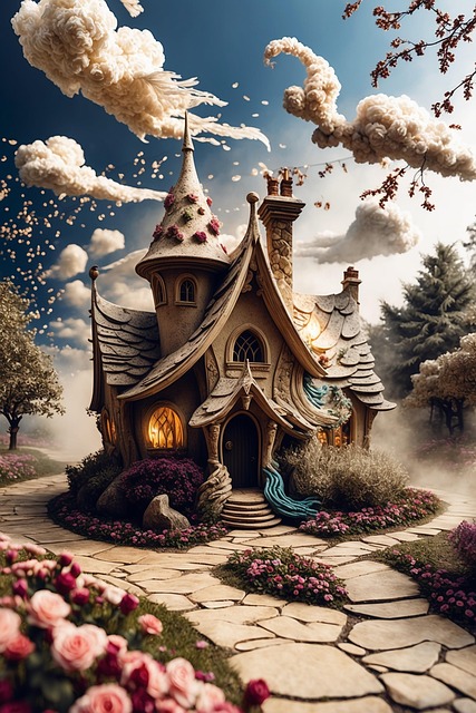 Free ai generated fairytale cottage illustration
