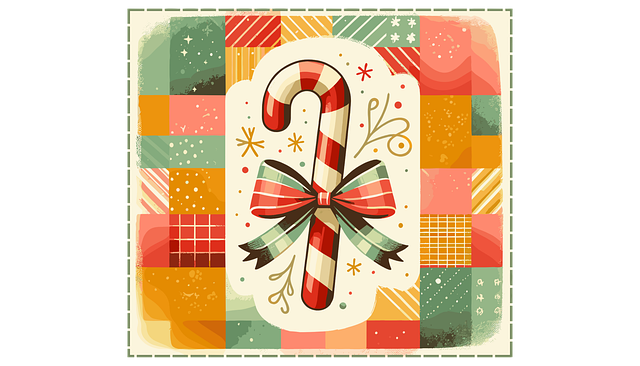 Free ai generated christmas candy cane plaid bow illustration