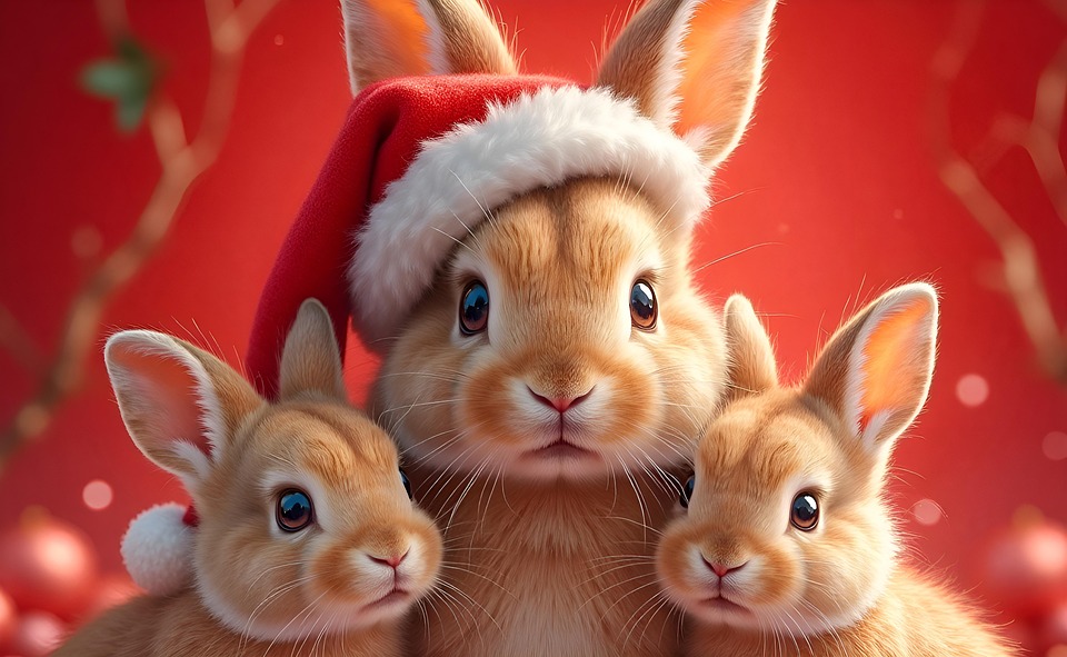 Download Rabbit, Christmas, Rabbit Family Christmas. RoyaltyFree Stock