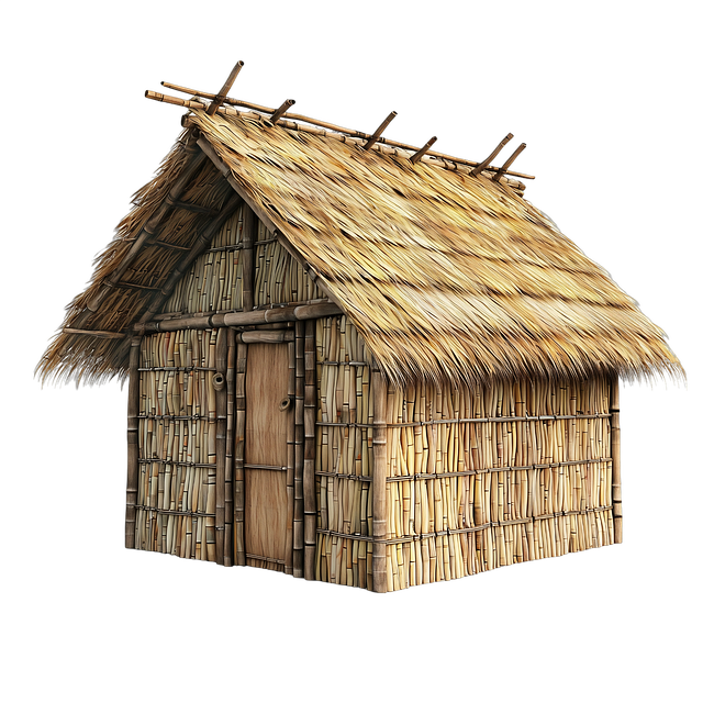 Free ai generated bamboo hut thatched roof illustration