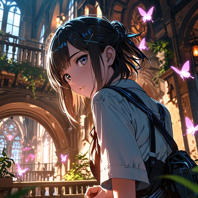Free ai generated girl butterfly illustration