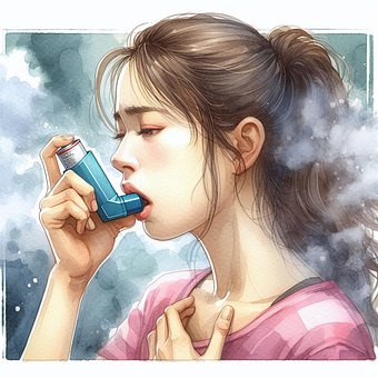 Ai Generiert, Asthma, Mädchen, Inhalator