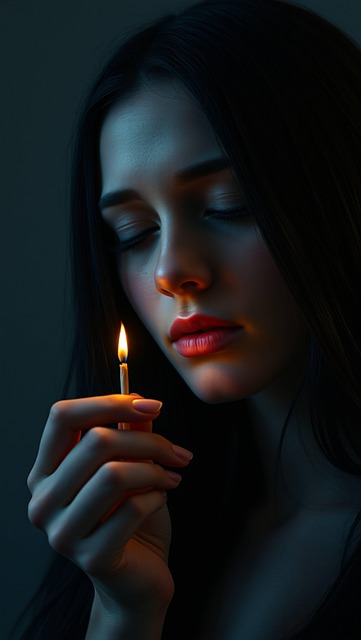 Free woman surreal lit match illustration