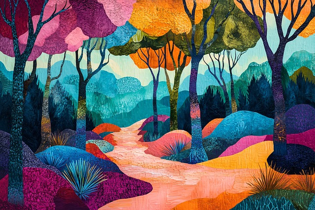 Free forest path colorful illustration