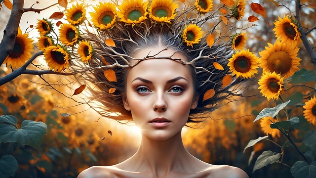 Download free HD stock image of Ai Generated Sunflowers Free ai generated sunflowers woman illustration