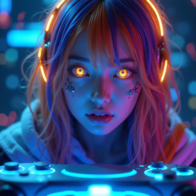 Free cyberpunk neon girl illustration