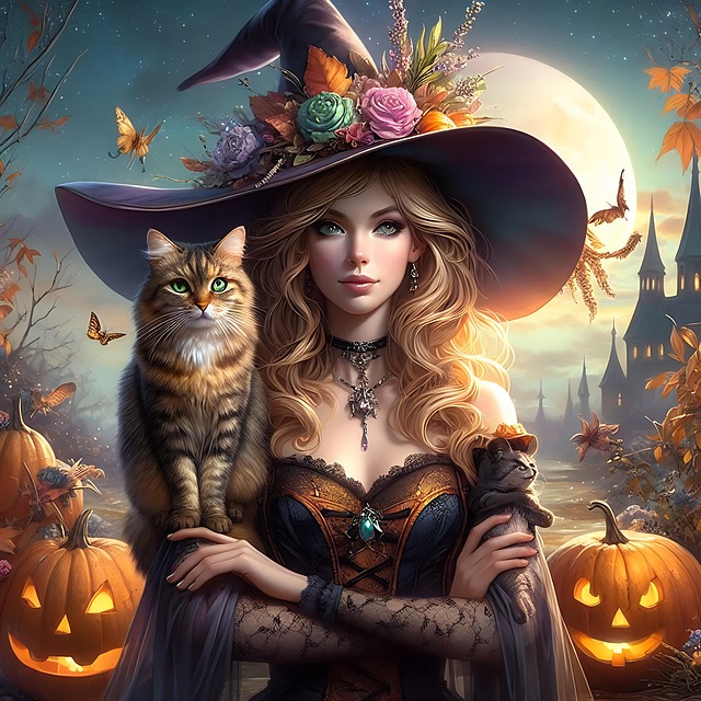 Download Witch, Halloween, Cat. Royalty-Free Stock Illustration Image